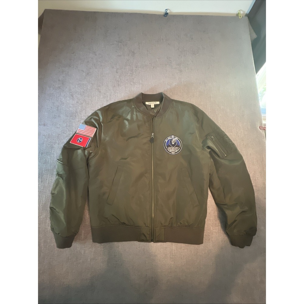 Goodthreads Bomber Flight Jacket Men XL Memphis Grizzlies Full Zip Logo Patches